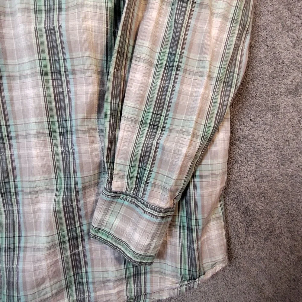 Resistol University RU Plaid Button Up Shirt Long Sleeve Cotton Green Mens XXL